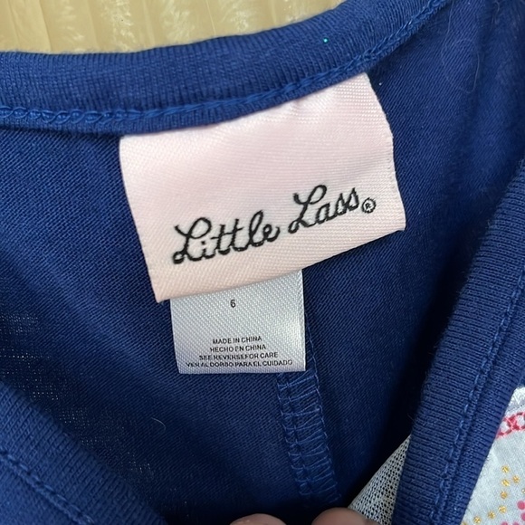 Brand New Little Lass 2-Piece Set Nautical Navy Blue Tank Top & Striped Shorts - Picture 3 of 15